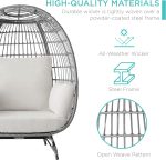 Best Choice Products Wicker Egg Chair, Oversized Indoor Outdoor Lounger for Patio, Backyard, Living Room w/ 4 Cushions, Steel Frame, 440lb Capacity - Ivory - Image 27