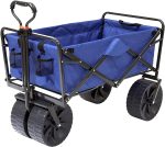 Mac Sports Heavy Duty Collapsible Folding All Terrain Utility Beach Wagon Cart, Blue/Black - Image 3